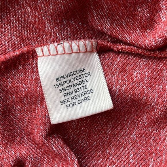 PHILOSOPHY Faux Wrap Blouse Size S Red Waffle Knit Long Sleeve Top Draped Shirt - Picture 4 of 4